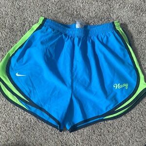 Nike Blue and Green Athletic Shorts Lightweight Breathable Design